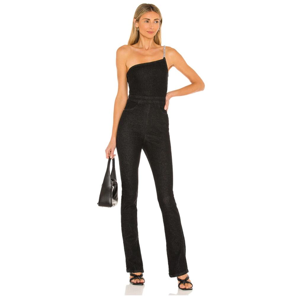 NEW WeWoreWhat Asymmetrical‎ Chain Strap Denim Overall 6